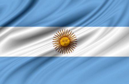 Argentiniens Flagge weht im Wind, 3D-Illustration.