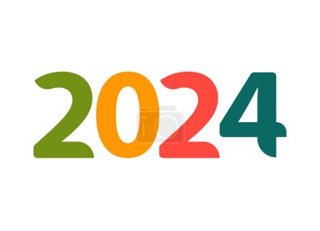 Ilustración de Year 2024.2024 logo text design.Celebration typography poster, banner or greeting card for Happy New Year. - Imagen libre de derechos