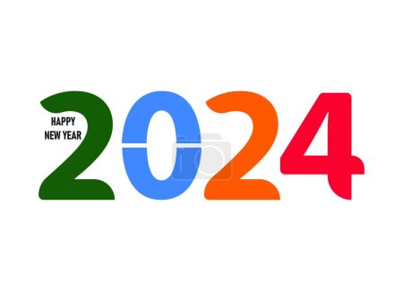 Ilustración de Year 2024. 2024 logo text design.Celebration typography poster, banner or greeting card for Happy New Year. - Imagen libre de derechos