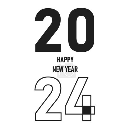 Téléchargez les illustrations : 2024 Happy New Year logo design de texte. Modèle de conception de numéro 2024. Bonne année 2024 symbole - en licence libre de droit
