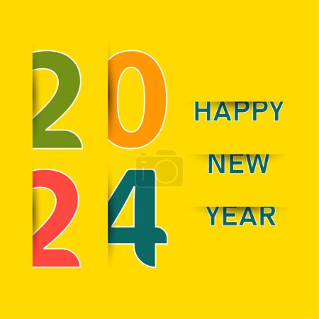 Téléchargez les illustrations : 2024 Happy New Year logo design de texte. Modèle de conception de numéro 2024. Bonne année 2024 symbole. - en licence libre de droit