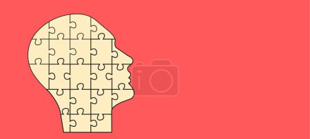 Illustration for Human head puzzle.Brain and mental health,Autism, memory loss, dementia, epilepsy and alzheimer awareness, idea concepts. Parkinson day. - Royalty Free Image