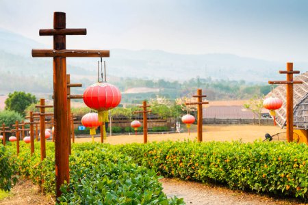 Popular travel destination,dramatic scenery and panoramic views from the popular viewing location,just outside the small town of Pai.