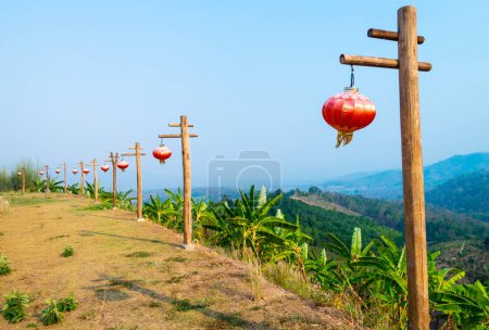 Close to the small,isolated,rural town of Pai.opular travel destination,dramatic scenery and beautiful panoramic views,near sunset, from the popular viewing location.