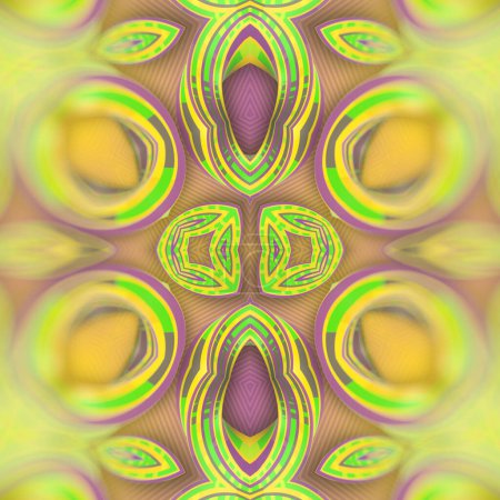 Photo for Psychedelic pattern from a group of iridescent twisted shapes. 3d rendering abstract style background. Digital illustration - Royalty Free Image