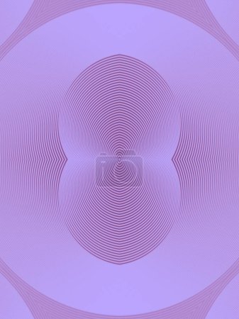 Téléchargez les photos : Modèle symétrique de lignes sur fond violet représentant un objet géométrique tridimensionnel en forme de cercle. Design créatif. Illustration numérique de rendu 3D - en image libre de droit