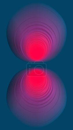 Photo for Magical abstract digital illustration, bright red light at end of tunnel of dark blue shifted circles. Futuristic background. 3d rendering - Royalty Free Image