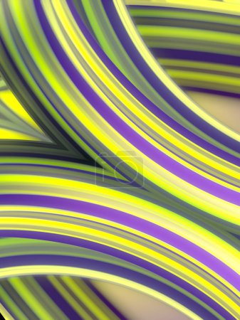 Foto de Fondo abstracto de formas geométricas retorcidas con rayas de colores. Diseño de plantilla. 3d representación ilustración digital - Imagen libre de derechos