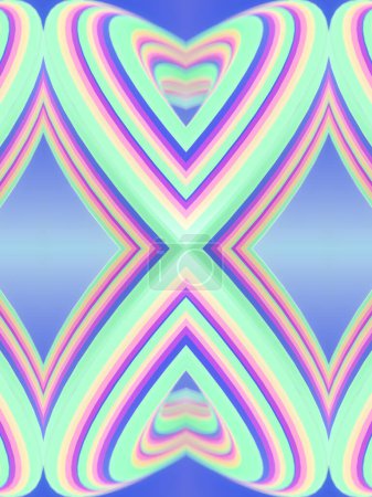 Foto de Formas de color neón con rayas iridiscentes. Fondo abstracto. Publicidad de moda con muchos colores. 3d representación ilustración digital - Imagen libre de derechos