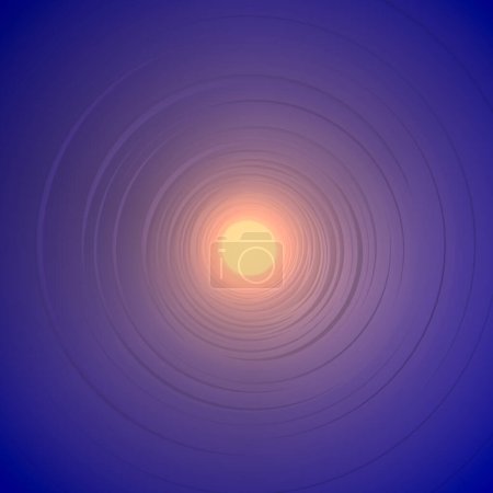 Téléchargez les photos : Lumière au bout d'un tunnel de cercles avec effet de déplacement. Fond géométrique. Motif de rendu 3D moderne. Illustration numérique - en image libre de droit