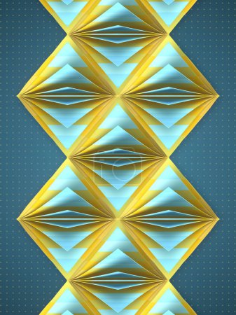 Téléchargez les photos : Illustration numérique de losanges avec un dégradé jaune et bleu tendance. Arrière-plan géométrique abstrait. Rendu 3d - en image libre de droit