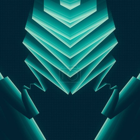 Photo for Psychedelic composition with fantastic symmetrical zig-zag pattern. Futuristic technology concept. Modern minimal style. 3d rendering abstract background. Digital illustration - Royalty Free Image