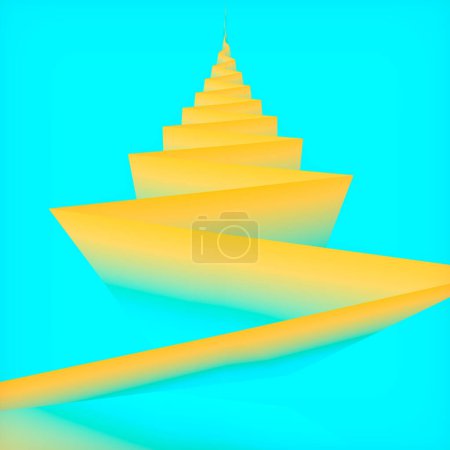 Photo for Blue and yellow zigzag pattern. Modern creative design. Abstract background. 3d rendering digital illustration - Royalty Free Image