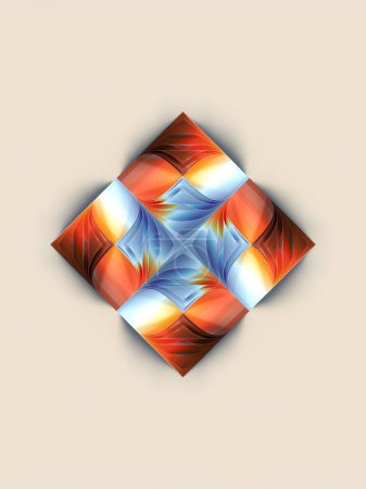 Foto de Patrón en forma de diamante de una pila de páginas volteadas de colores con rayas brillantes. Concepto futurista. 3d representación ilustración digital - Imagen libre de derechos