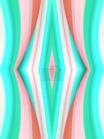 Foto de Fondo simétrico ondulado abstracto de formas geométricas retorcidas. 3d patrón de representación en estilo futurista. La ilustración digital - Imagen libre de derechos