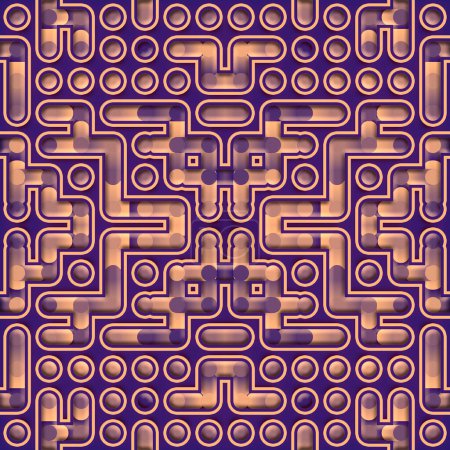 Téléchargez les photos : Symmetrical composition with cartoon maze and fashion gradient. Futuristic background. 3d rendering digital illustration - en image libre de droit