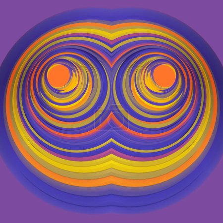 Photo for Abstract symmetrical pattern of multi colored circles with displacement effect. 3d rendering background. Digital illustration - Royalty Free Image