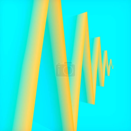 Photo for Zigzag pattern, with a trendy blue and yellow gradient. Business concept. Geometric element. Modern background. 3d rendering digital illustration - Royalty Free Image