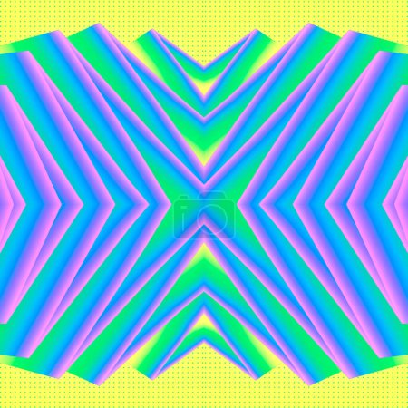 Téléchargez les photos : Symmetrical pattern, with a trendy neon colored gradient. 3d rendering abstract background. Template design. Creative concept. Digital illustration - en image libre de droit