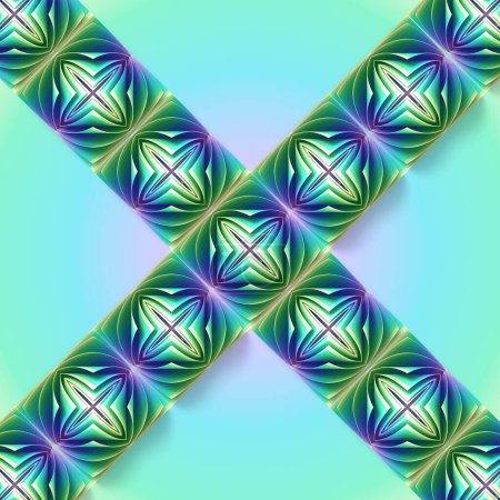 Foto de X-shaped pattern of abstract stylized neon flower buds. Modern concept background. Creative design. 3d rendering digital illustration - Imagen libre de derechos