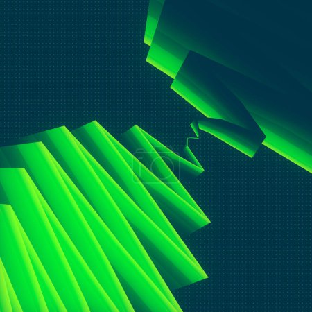 Foto de Fantastic composition with green zigzag pattern. Abstract art background. 3d rendering digital illustration - Imagen libre de derechos