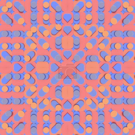 Foto de Trendy 3d rendering digital illustration of abstract simple geometric shapes. Bright digital background. Creative concept design - Imagen libre de derechos