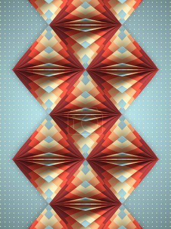 Foto de Stacks of flipping rhombus-shaped pages with a colorful mosaic pattern. Abstract modern art design. 3d rendering digital illustration - Imagen libre de derechos