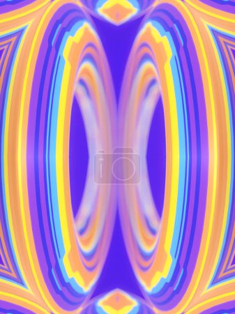 Foto de 3d representación de la ilustración digital de la forma de color de neón con la profundidad del efecto de campo. Plantilla creativa moderna. Ilusión óptica. Fondo digital - Imagen libre de derechos