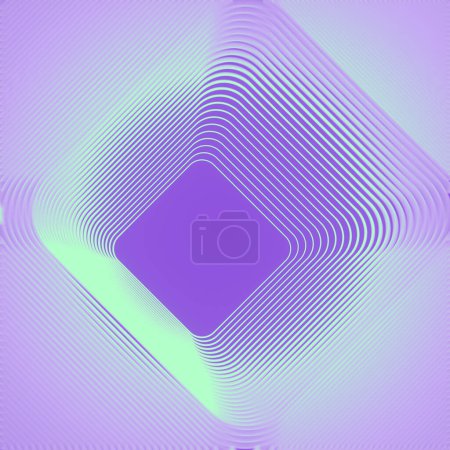 Téléchargez les photos : Motif de lignes de couleur néon sur un fond violet représentant une forme géométrique tridimensionnelle. Design créatif moderne. Élément géométrique. Illustration numérique de rendu 3D - en image libre de droit