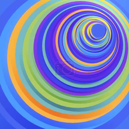 Téléchargez les photos : Modèle abstrait de cercles multicolores avec effet de déplacement. 3d arrière-plan de rendu. Illustration numérique - en image libre de droit