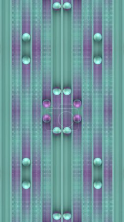 Foto de Composición simétrica abstracta con bolas caóticamente rodantes en surcos que dejan un rastro púrpura. Fondo geométrico. 3d representación ilustración digital - Imagen libre de derechos
