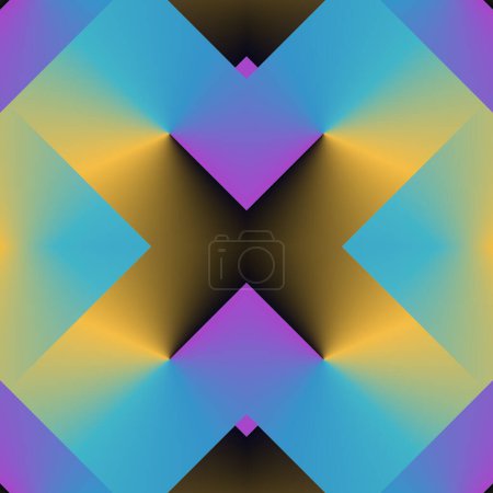 Foto de Geometric background with trendy neon color gradient. Creative kaleidoscopic pattern design. 3d rendering digital illustration - Imagen libre de derechos