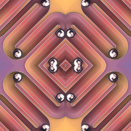 Foto de Colorful kaleidoscopic background with rolling metal balls. Creative concept design. 3d rendering digital illustration - Imagen libre de derechos