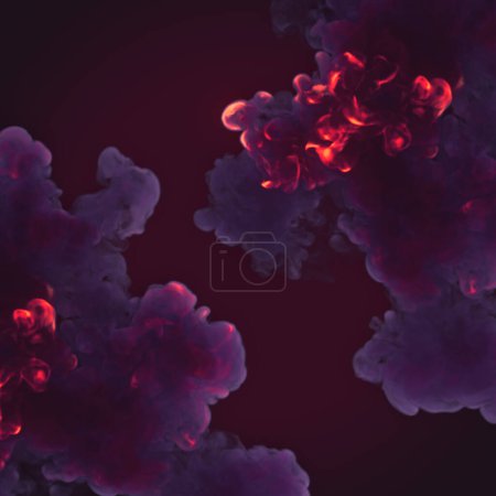 Foto de Primer plano explosión de color neón. Ilustración digital abstracta. Un ataque químico. renderizado 3d - Imagen libre de derechos