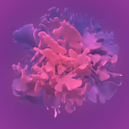 Foto de Formas orgánicas coloridas con profundidad de efecto de campo y gradiente de moda. 3d renderizado fondo abstracto. Diseño creativo. La ilustración digital - Imagen libre de derechos