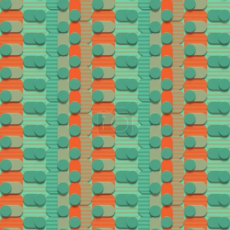 Téléchargez les photos : Fond abstrait vert-orange avec un motif géométrique. Design créatif. Concept technologique futuriste. Illustration numérique de rendu 3D - en image libre de droit