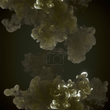 Foto de Cerrar explosiones químicas con rastros de humo sobre fondo oscuro. Fondo abstracto de moda. 3d representación ilustración digital - Imagen libre de derechos