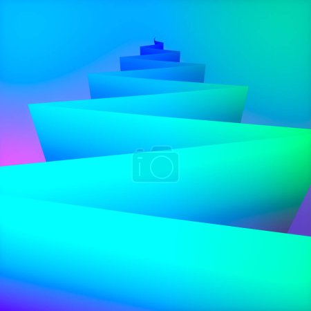 Photo for Neon colored zig-zag libyrinth. Design template. Art pattern decoration element background. 3d rendering digital illustration - Royalty Free Image