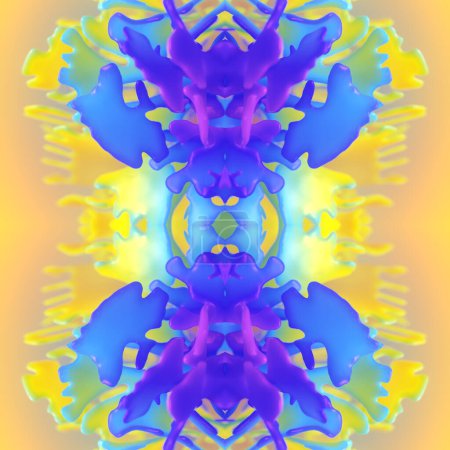 Foto de Patrón colorido de formas alienígenas mágicas. Fondo abstracto brillante. 3d representación ilustración digital - Imagen libre de derechos