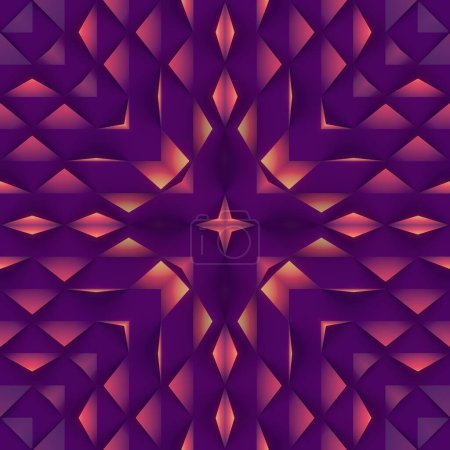 Photo for Colorful symmetric geometric background, digital illustration of a triangular shape pattern. 3d rendering abstract background. Futuristic technology - Royalty Free Image