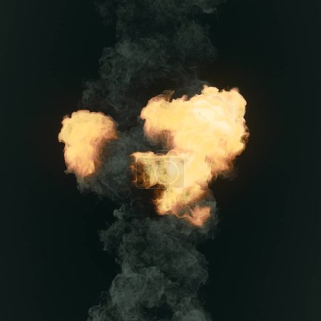 Foto de Explosión en caliente de moda con senderos de humo sobre fondo oscuro para el diseño gráfico. Patrón abstracto. Efecto de brillo. 3d representación ilustración digital - Imagen libre de derechos