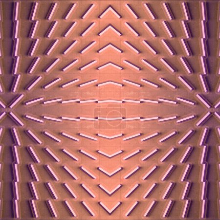 Foto de Patrón dinámico simétrico de formas rectangulares sobre una vieja superficie sucia. 3d renderizado fondo abstracto. Elemento de diseño. La ilustración digital - Imagen libre de derechos