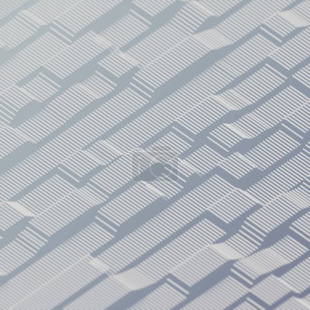 Foto de Fondo geométrico abstracto con flujos de datos blancos ondulados. Diseño de arte moderno. 3d representación ilustración digital - Imagen libre de derechos