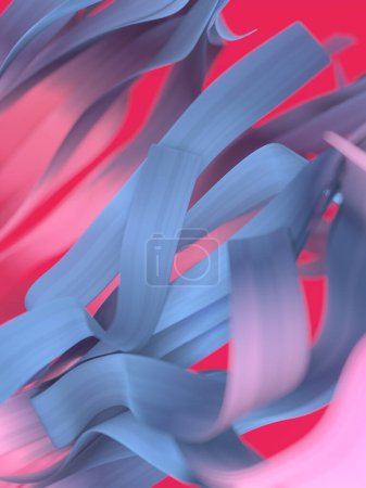 Photo for Smooth wavy stripes of colorful fabric in the wind. Abstract digital illustration for decorative design. Depth of field effect. 3d rendering creative background - Royalty Free Image
