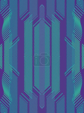 Photo for Abstract symmetric geometric background with wavy digital neon color streams. Digital illustration 3d rendering pattern in abstract style - Royalty Free Image