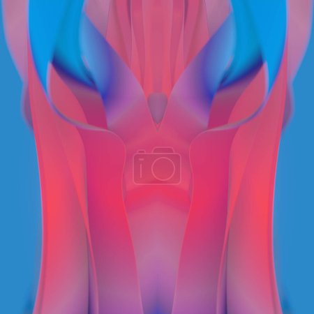 Foto de Flujo de onda mágica con gradiente de moda. 3d representación colorida ilustración digital para el diseño de la decoración. Fondo simétrico moderno. Concepto gráfico abstracto - Imagen libre de derechos