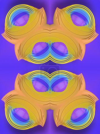 Foto de Composición caleidoscópica de formas geométricas abstractas de colores. 3d renderizado fondo abstracto. Elemento de diseño. La ilustración digital - Imagen libre de derechos