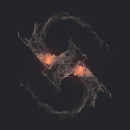 Foto de Las llamas brillantes se retuercen en un vórtice de fuego mágico. 3d renderizado fondo abstracto. Concepto futurista. La ilustración digital - Imagen libre de derechos