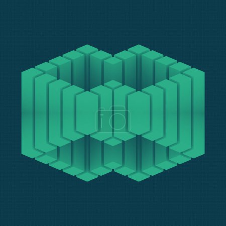 Foto de Fondo abstracto futurista moderno verde oscuro con ilustración digital de formas geométricas rectangulares. renderizado 3d - Imagen libre de derechos