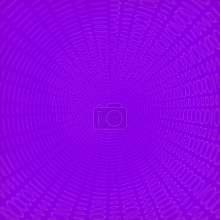 Foto de Espiral onda divergente de círculos planares y cuadrados sobre fondo púrpura. Diseño creativo. 3d representación ilustración digital - Imagen libre de derechos